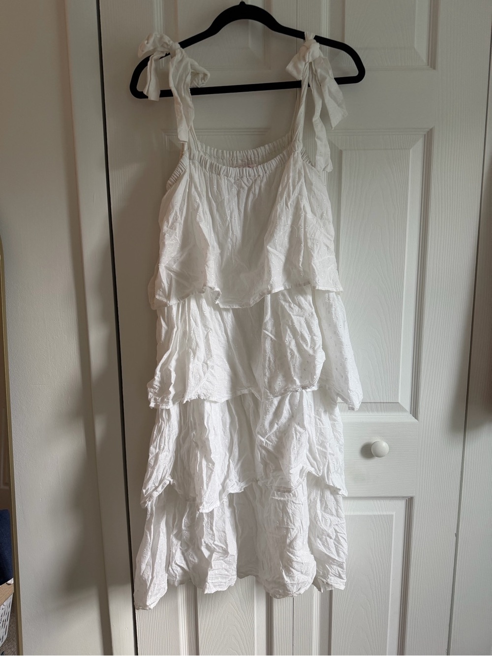 Victoria Dunn White Layered Midi Dress